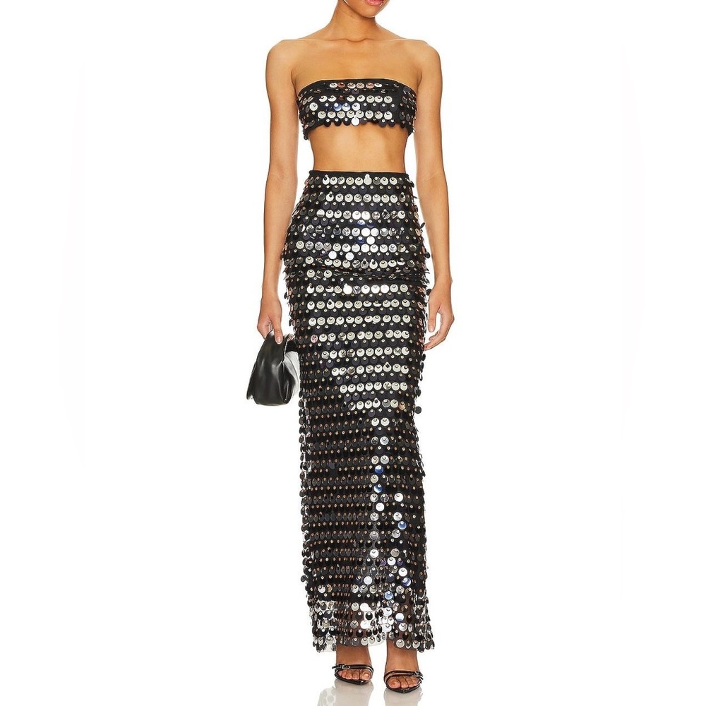 Lovers and Friends Beach Waves Metallic Sequin Embellished Skirt and Top Sz M